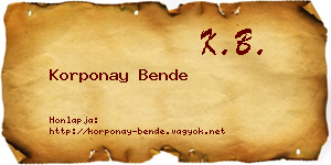 Korponay Bende névjegykártya